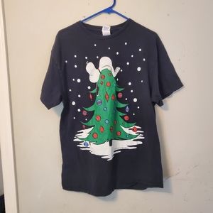 Snoopy Christmas tree themed top tee shirt